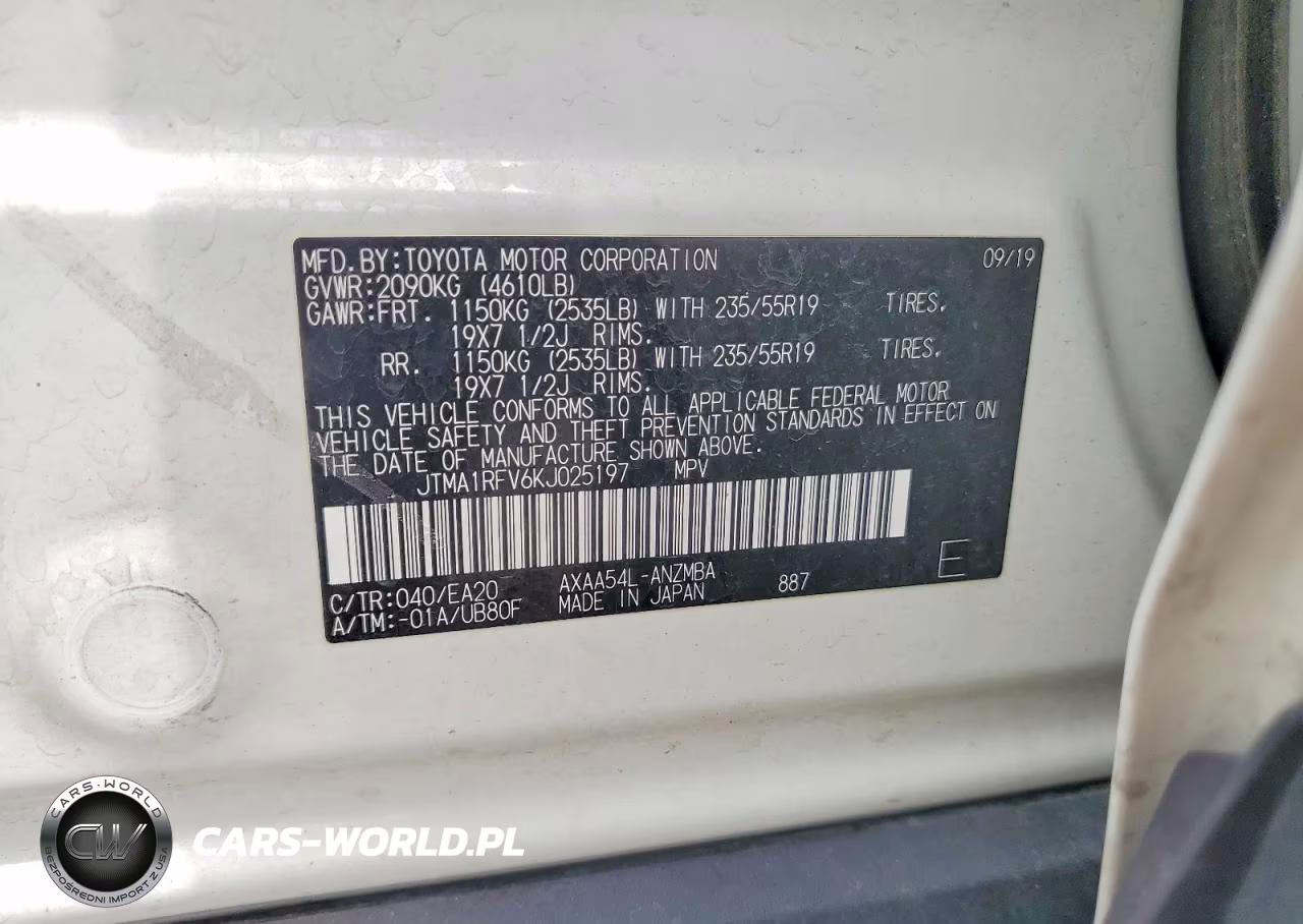 2019 Toyota Rav4 Xle Premium VIN:JTMA1RFV6KJ025197 - 13