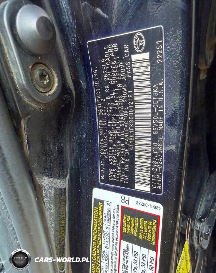 2012 Toyota Camry Se V6 VIN:4T1BK1FK8CU012181 - 10