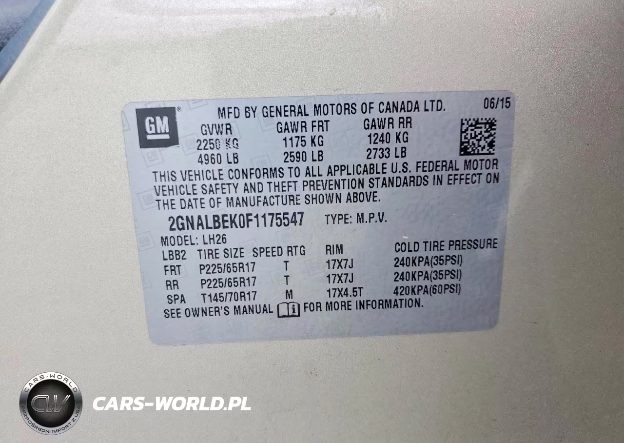 2015 Chevrolet Equinox Lt VIN:2GNALBEK0F1175547 - 13