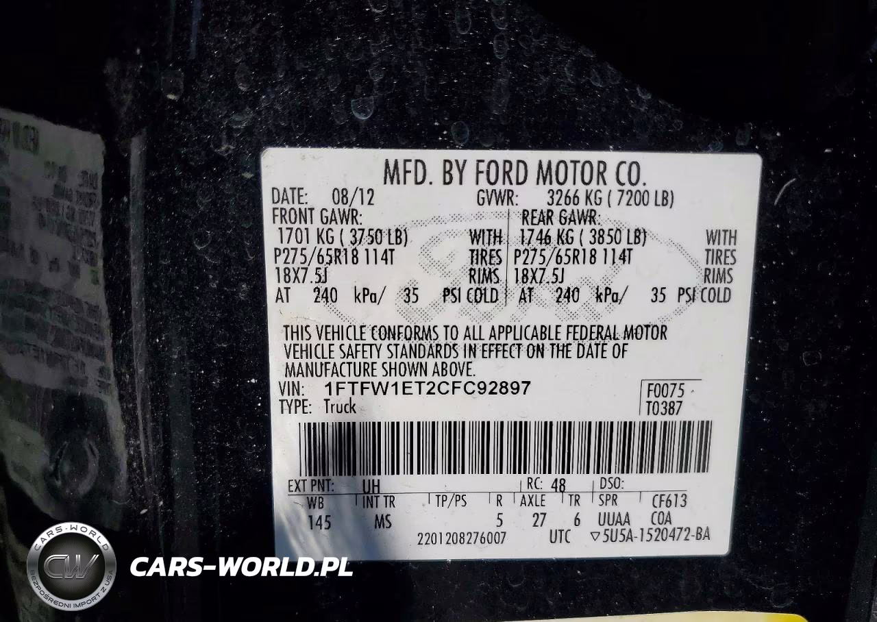 2012 Ford F150 Supercrew VIN:1FTFW1ET2CFC92897 - 12