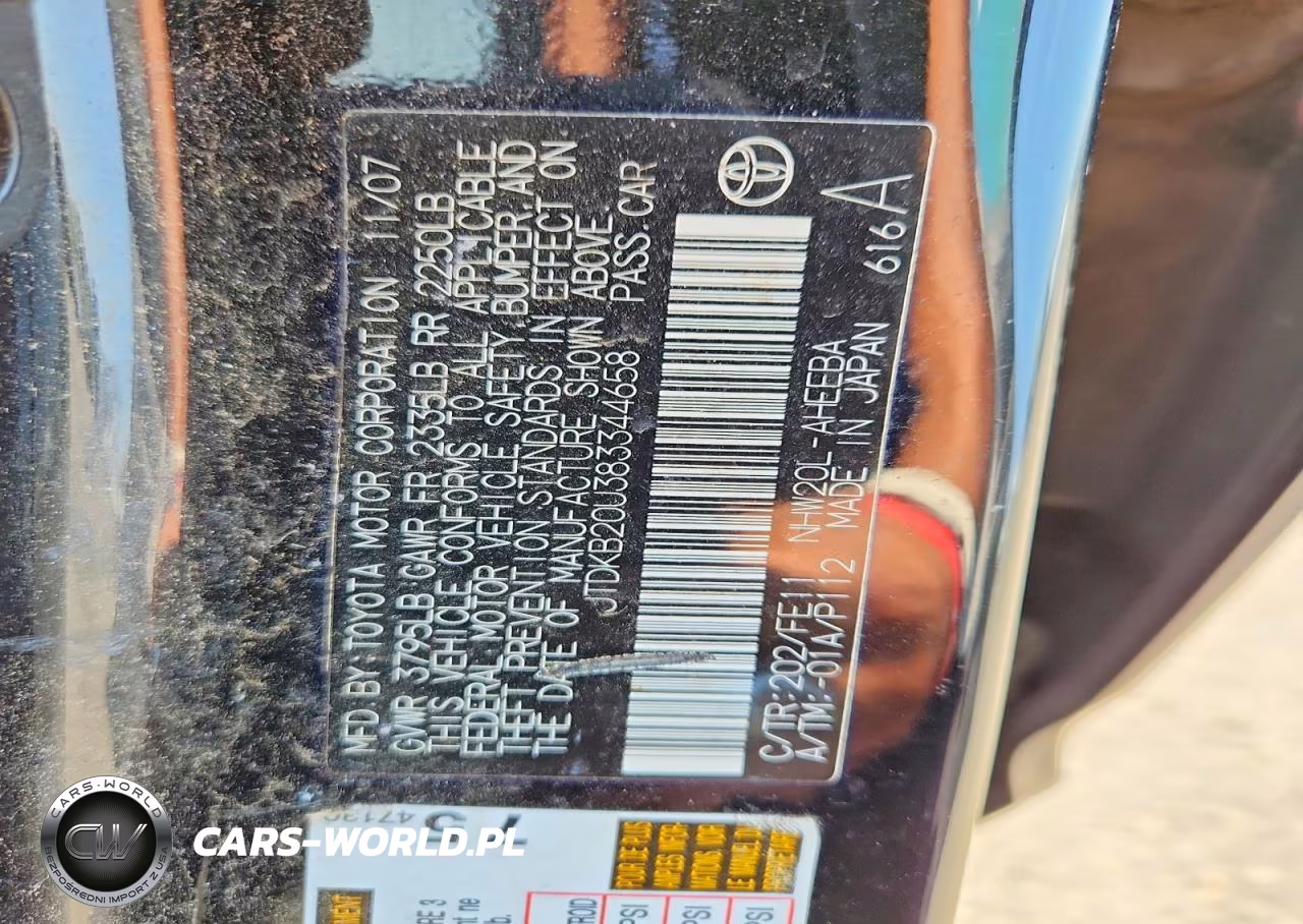 2008 Toyota Prius Base VIN:JTDKB20U383344658 - 12