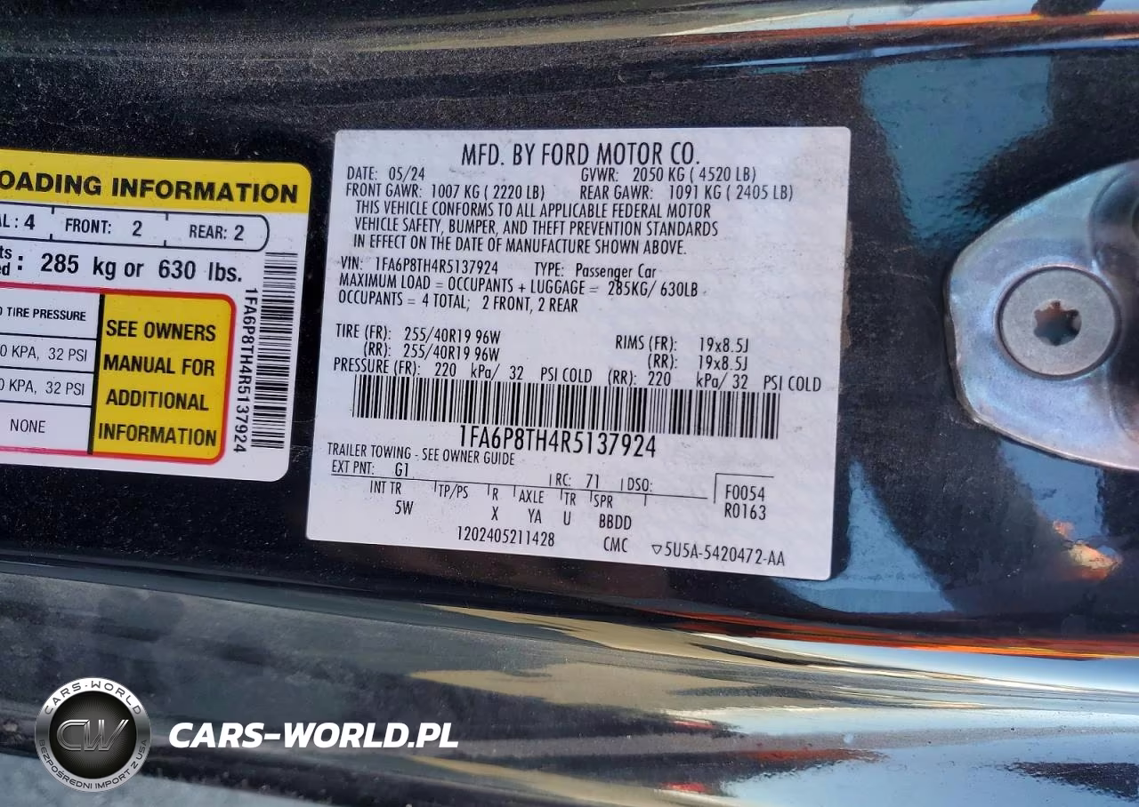 2024 Ford Mustang VIN:1FA6P8TH4R5137924 - 12