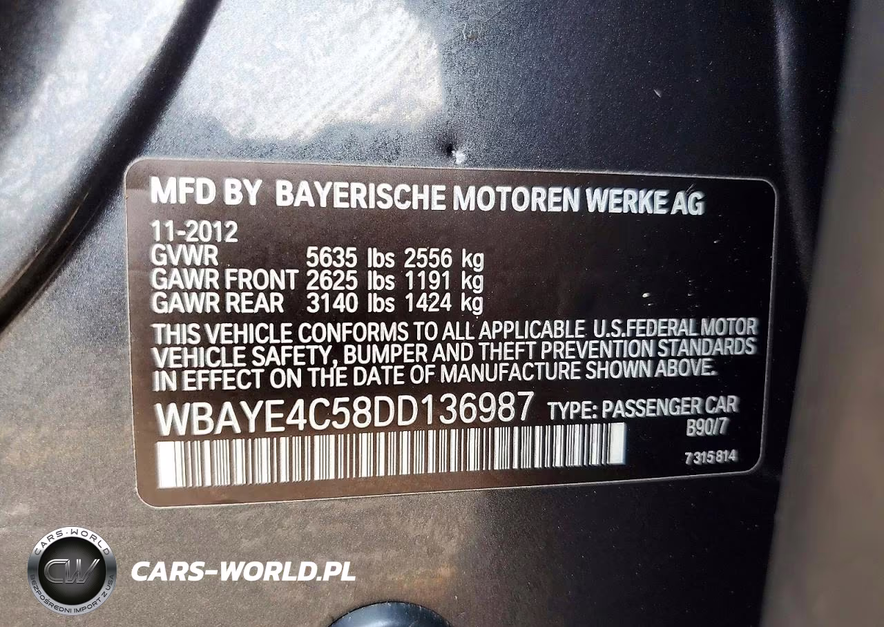 2013 BMW 740 Li VIN:WBAYE4C58DD136987 - 12