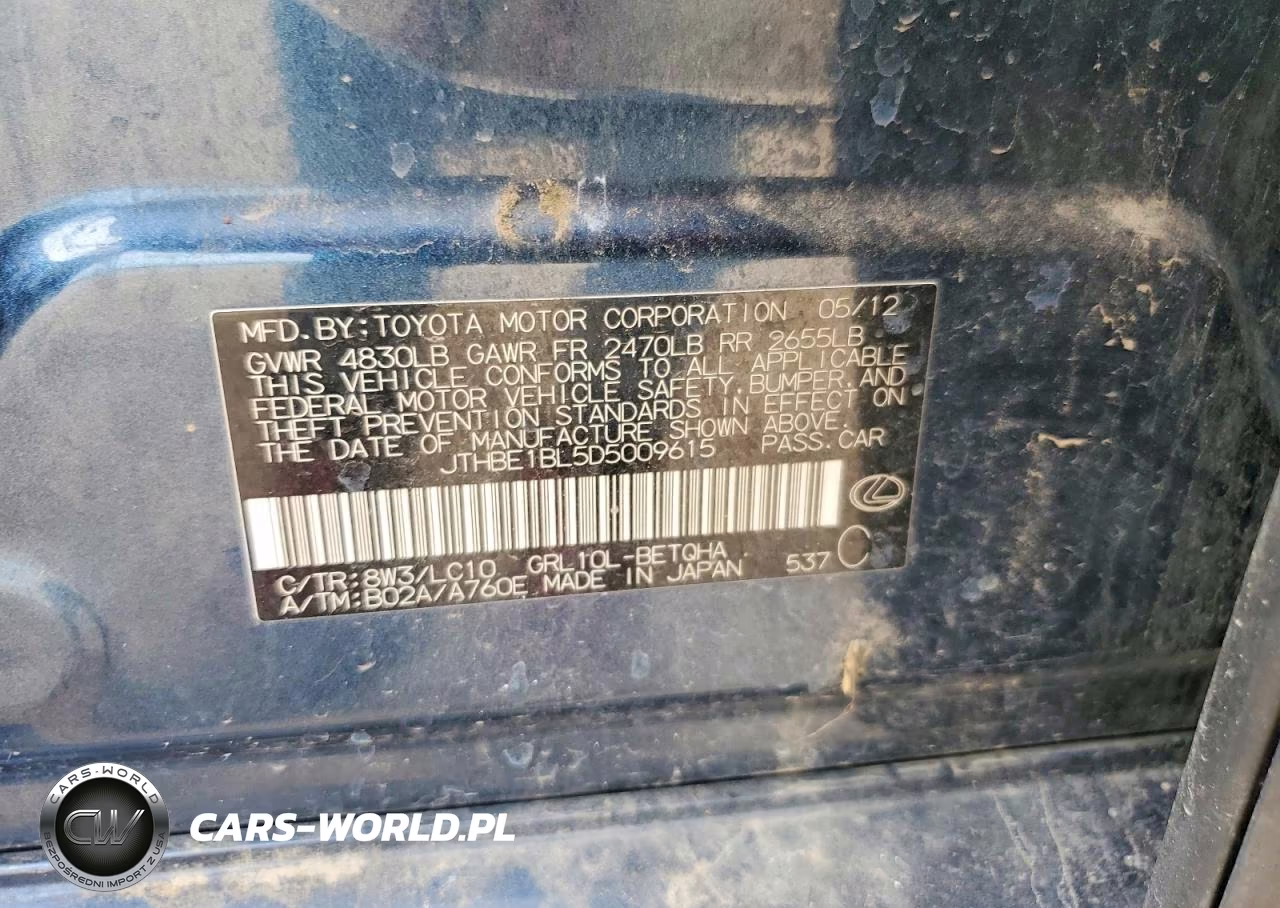 2013 Lexus Gs 350 VIN:JTHBE1BL5D5009615 - 12