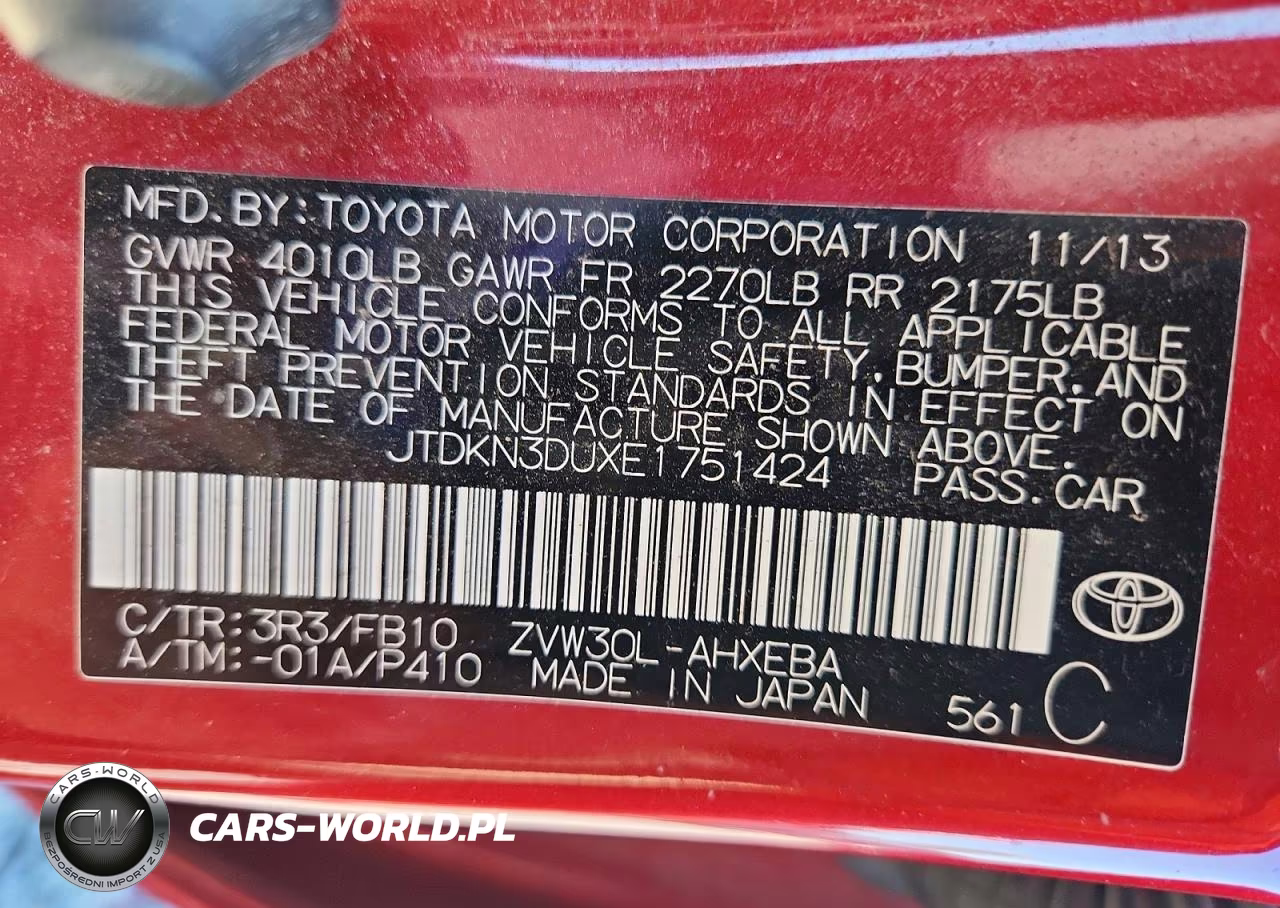 2014 Toyota Prius Three VIN:JTDKN3DUXE1751424 - 12