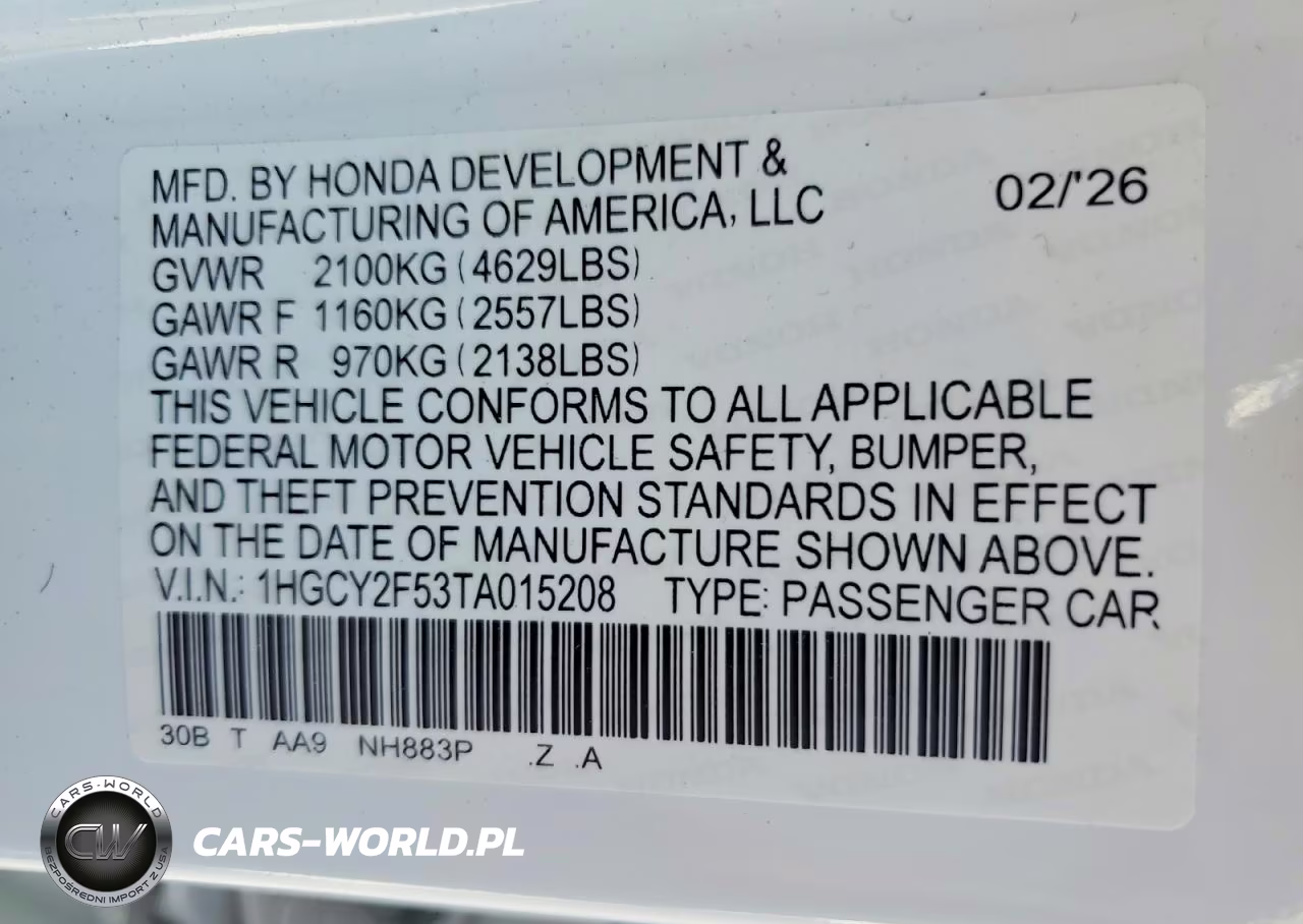 2026 Honda Accord Hybrid Sport VIN:1HGCY2F53TA015208 - 13