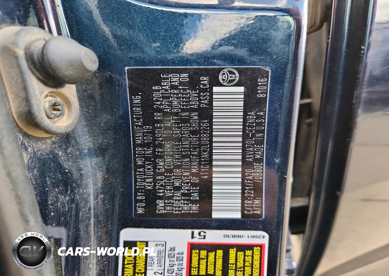2020 Toyota Camry Le VIN:4T1C11AK2LU882264 - 12