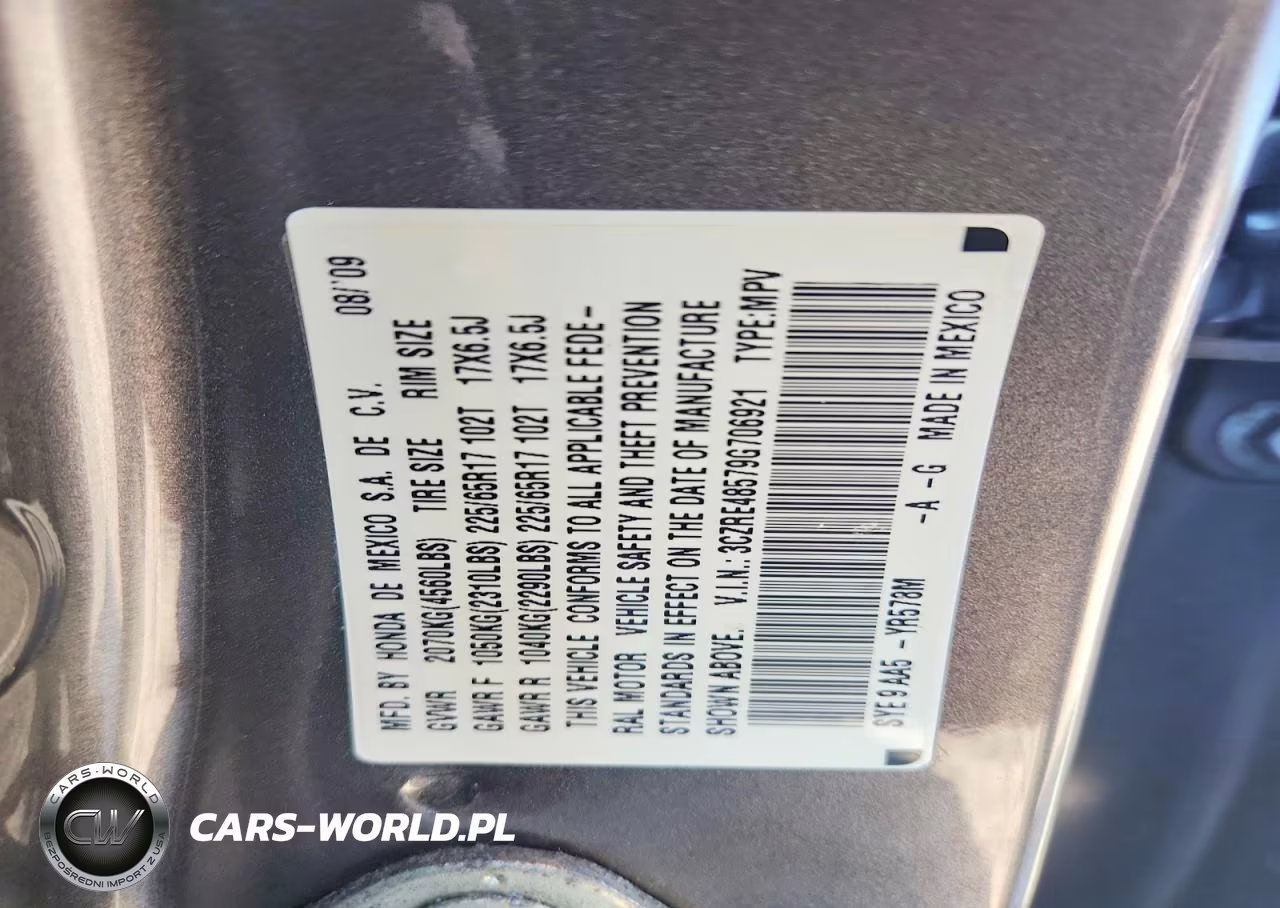 2009 Honda Cr-V Ex VIN:3CZRE48579G706921 - 12