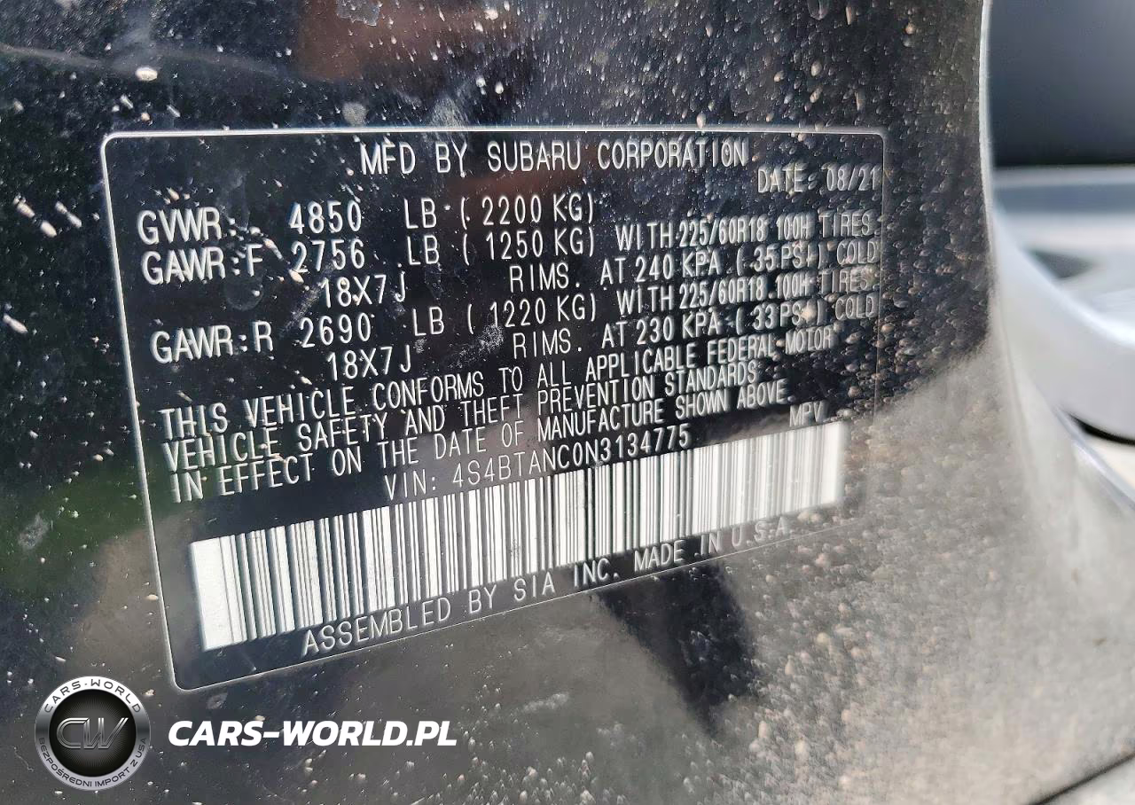 2022 Subaru Outback Limited VIN:4S4BTANC0N3134775 - 14