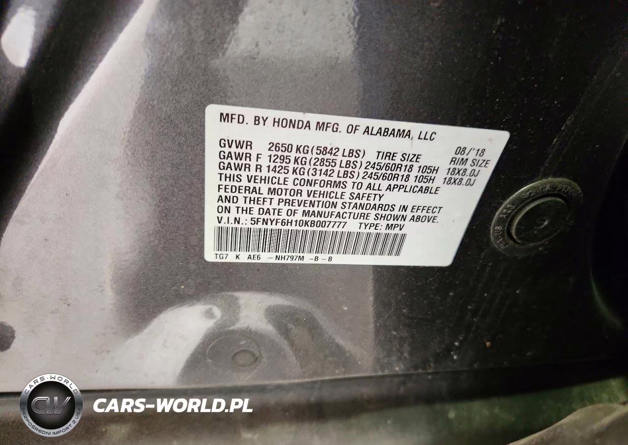 2019 Honda Pilot Lx VIN:5FNYF6H10KB007777 - 13
