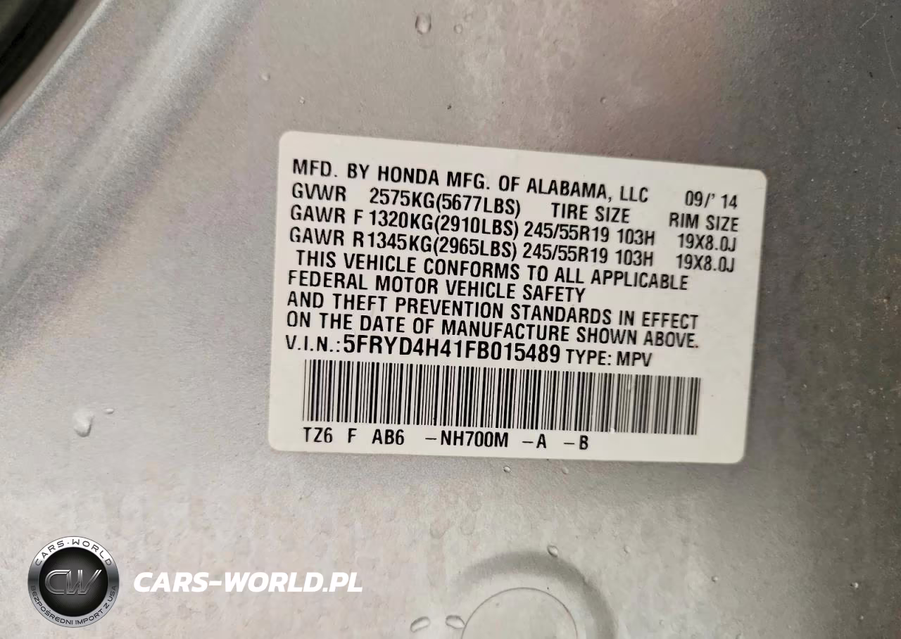 2015 Acura Mdx Technology VIN:5FRYD4H41FB015489 - 14