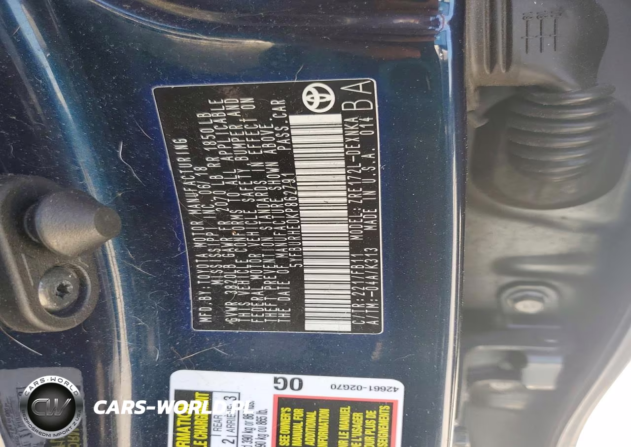 2019 Toyota Corolla Le VIN:5YFBURHE0KP862791 - 12