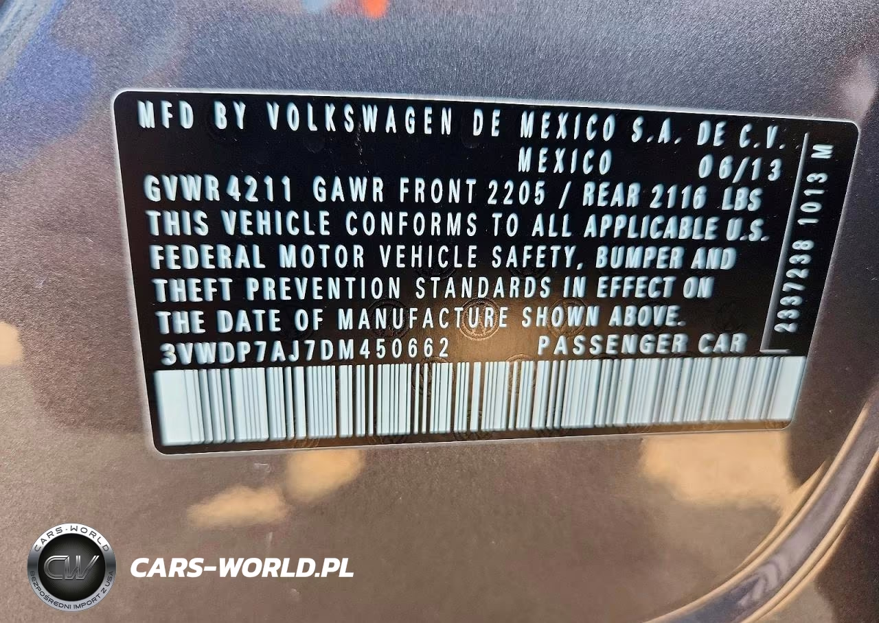 2013 Volkswagen Jetta Se VIN:3VWDP7AJ7DM450662 - 12