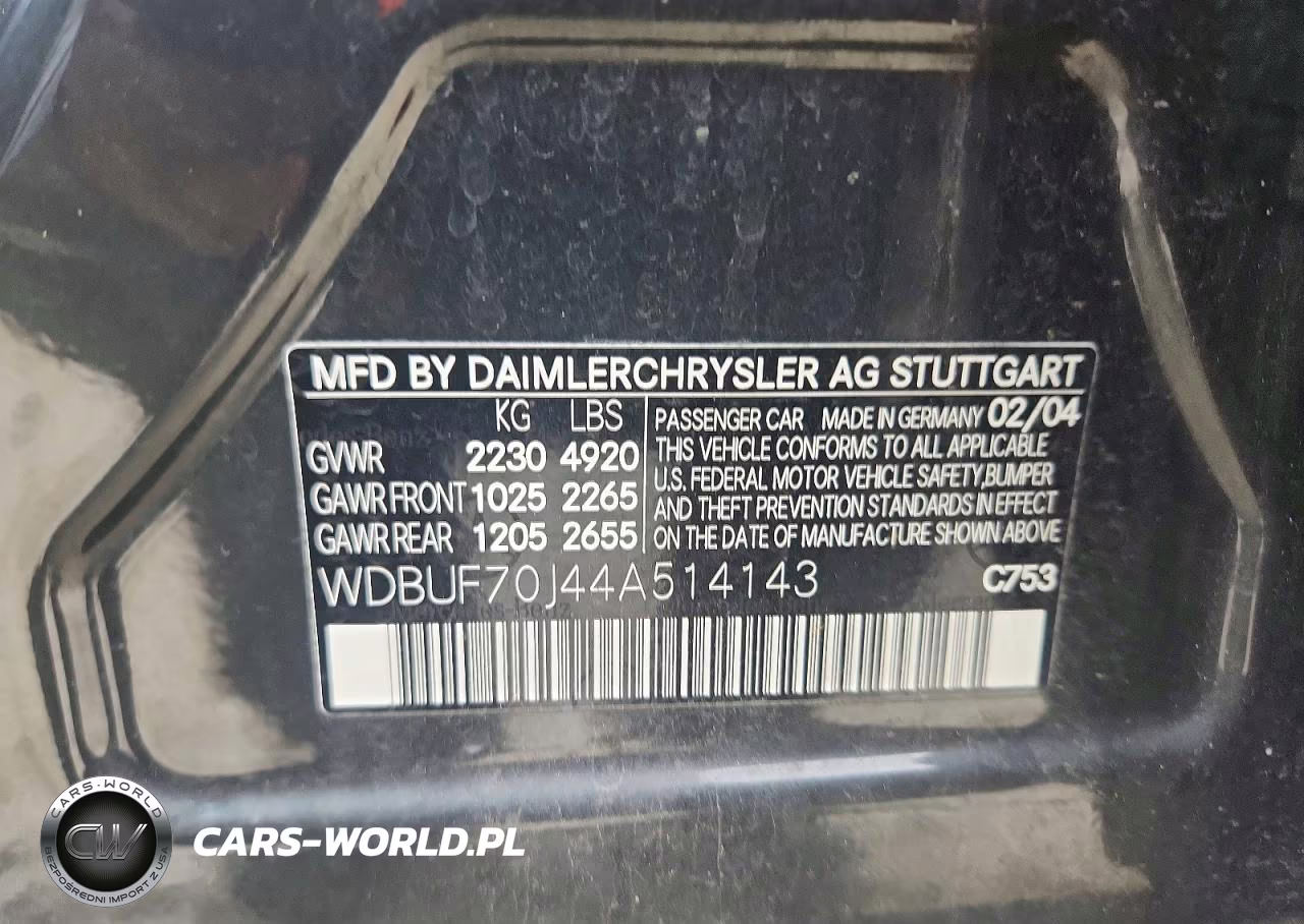 2004 Mercedes-Benz E 500 VIN:WDBUF70J44A514143 - 12