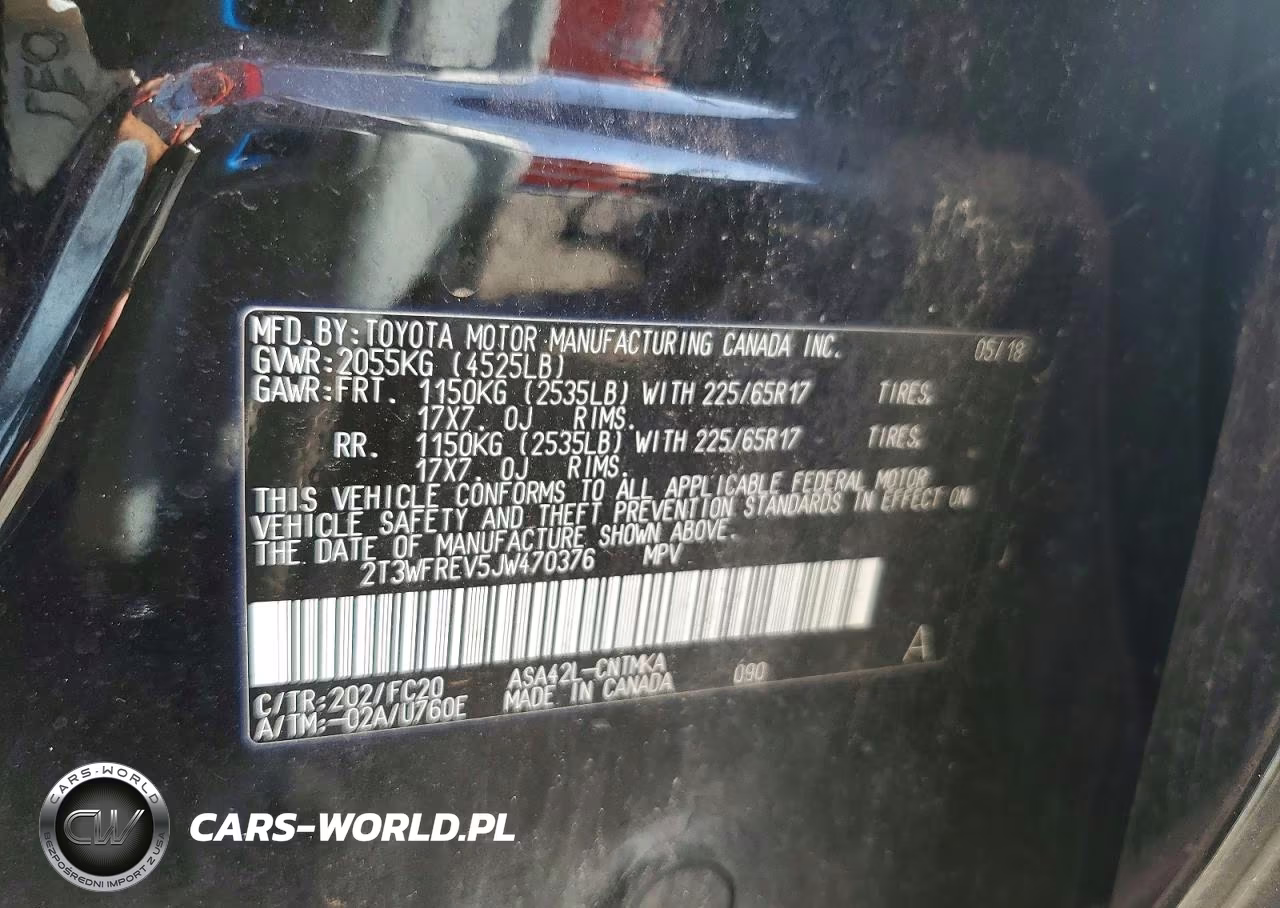 2018 Toyota Rav4 Xle VIN:2T3WFREV5JW470376 - 12