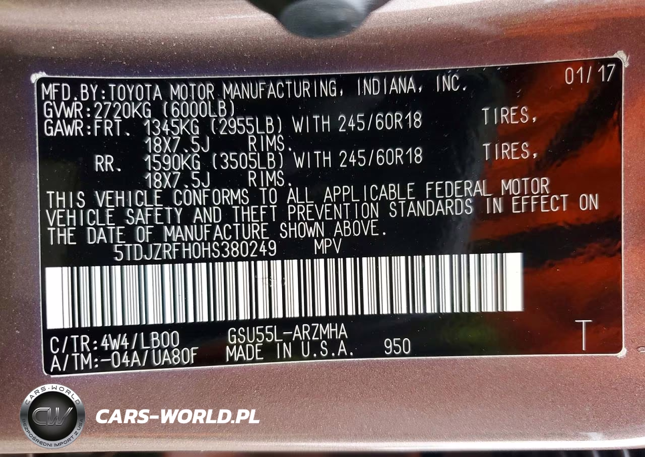 2017 Toyota Highlander Xle VIN:5TDJZRFH0HS380249 - 13
