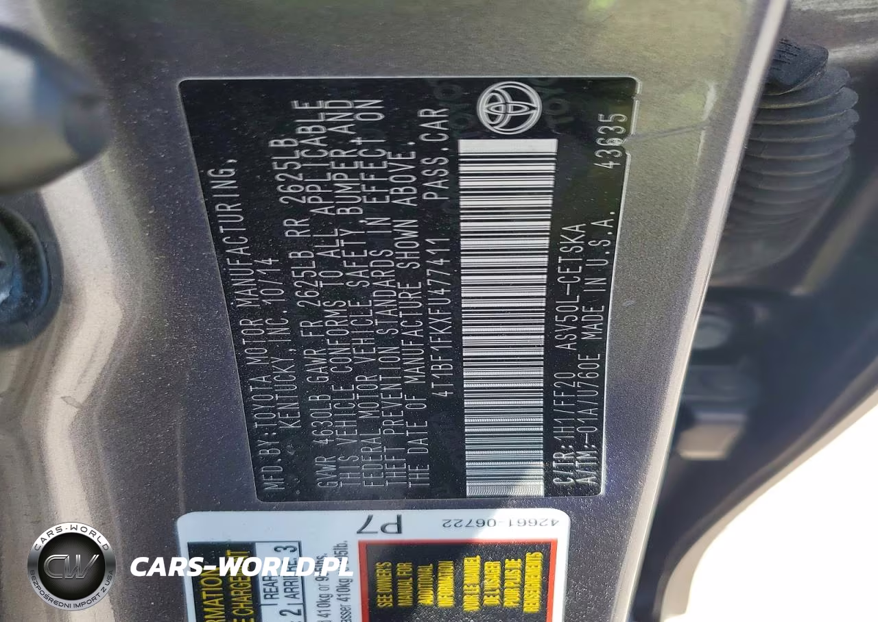 2015 Toyota Camry Se VIN:4T1BF1FKXFU477411 - 13