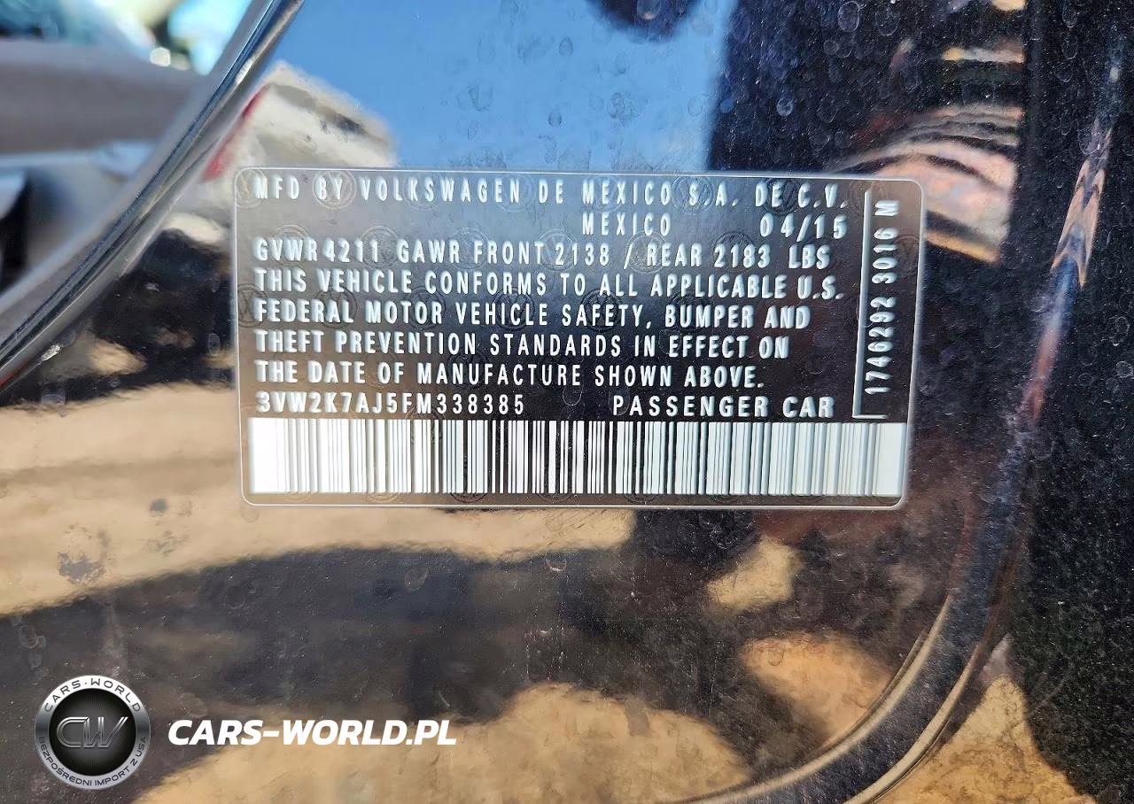 2015 Volkswagen Jetta Base VIN:3VW2K7AJ5FM338385 - 13