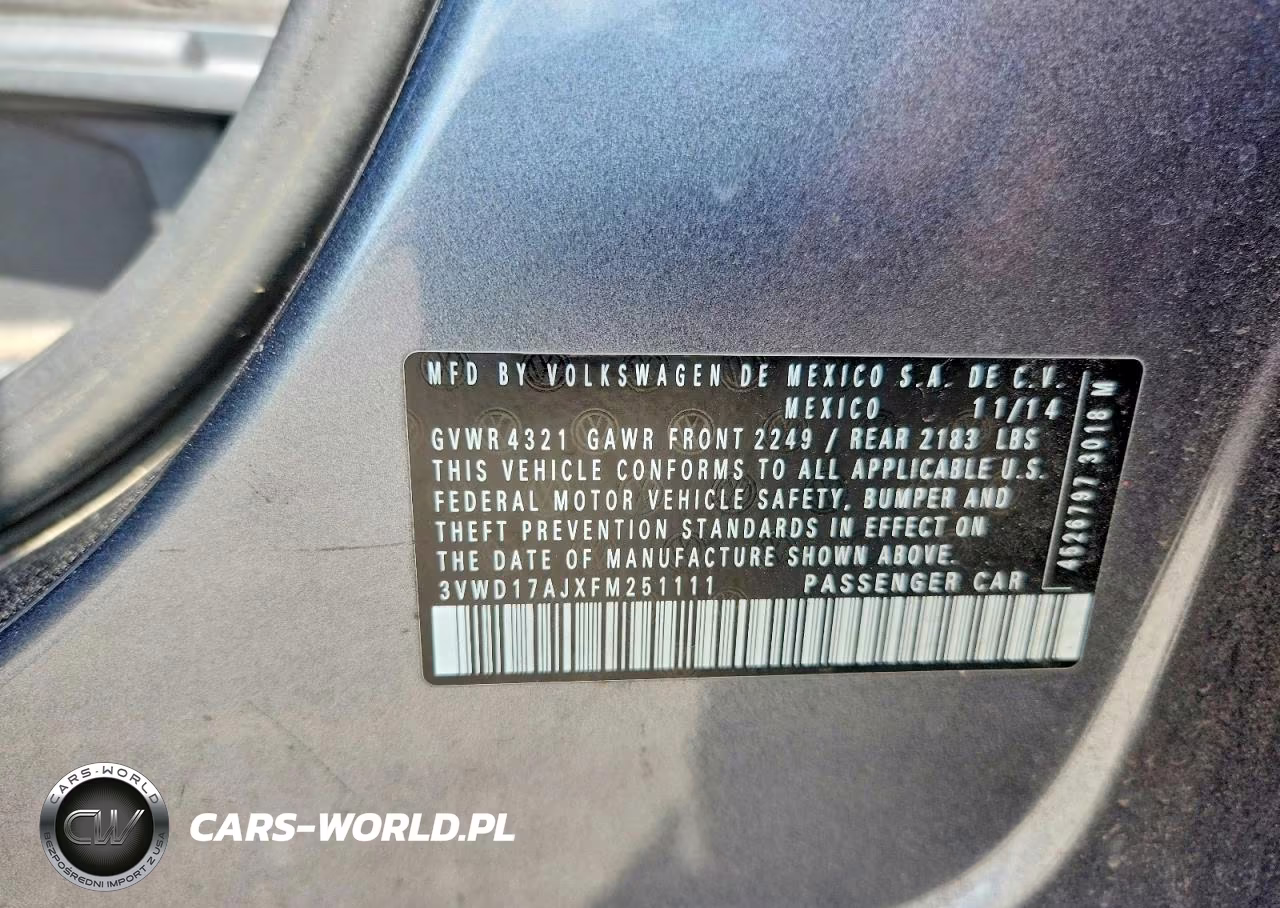 2015 Volkswagen Jetta Se VIN:3VWD17AJXFM251111 - 12