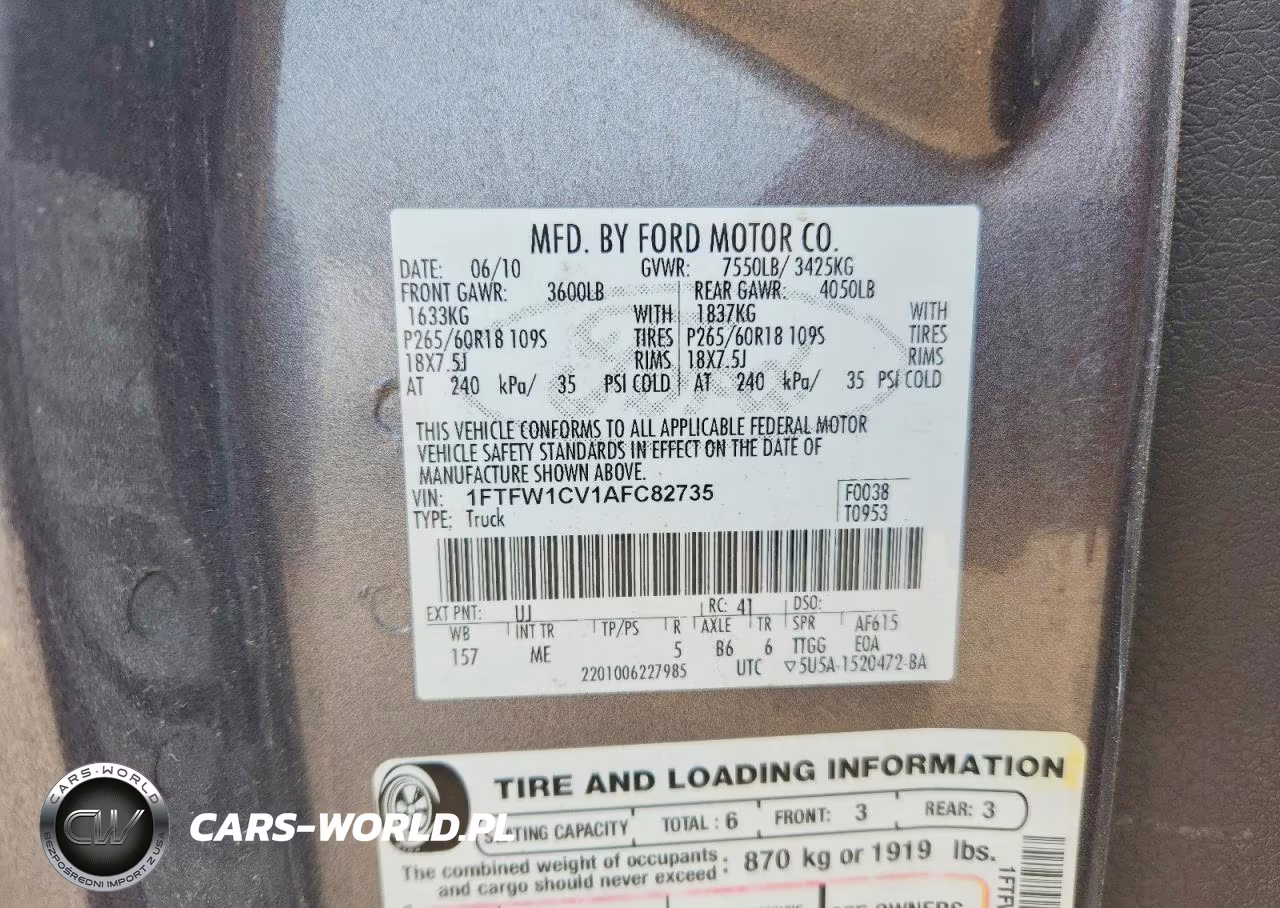 2010 Ford F150 Supercrew VIN:1FTFW1CV1AFC82735 - 12
