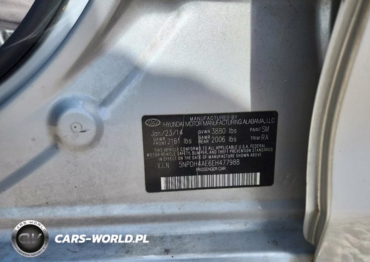 2014 Hyundai Elantra Se VIN:5NPDH4AE6EH477988 - 12