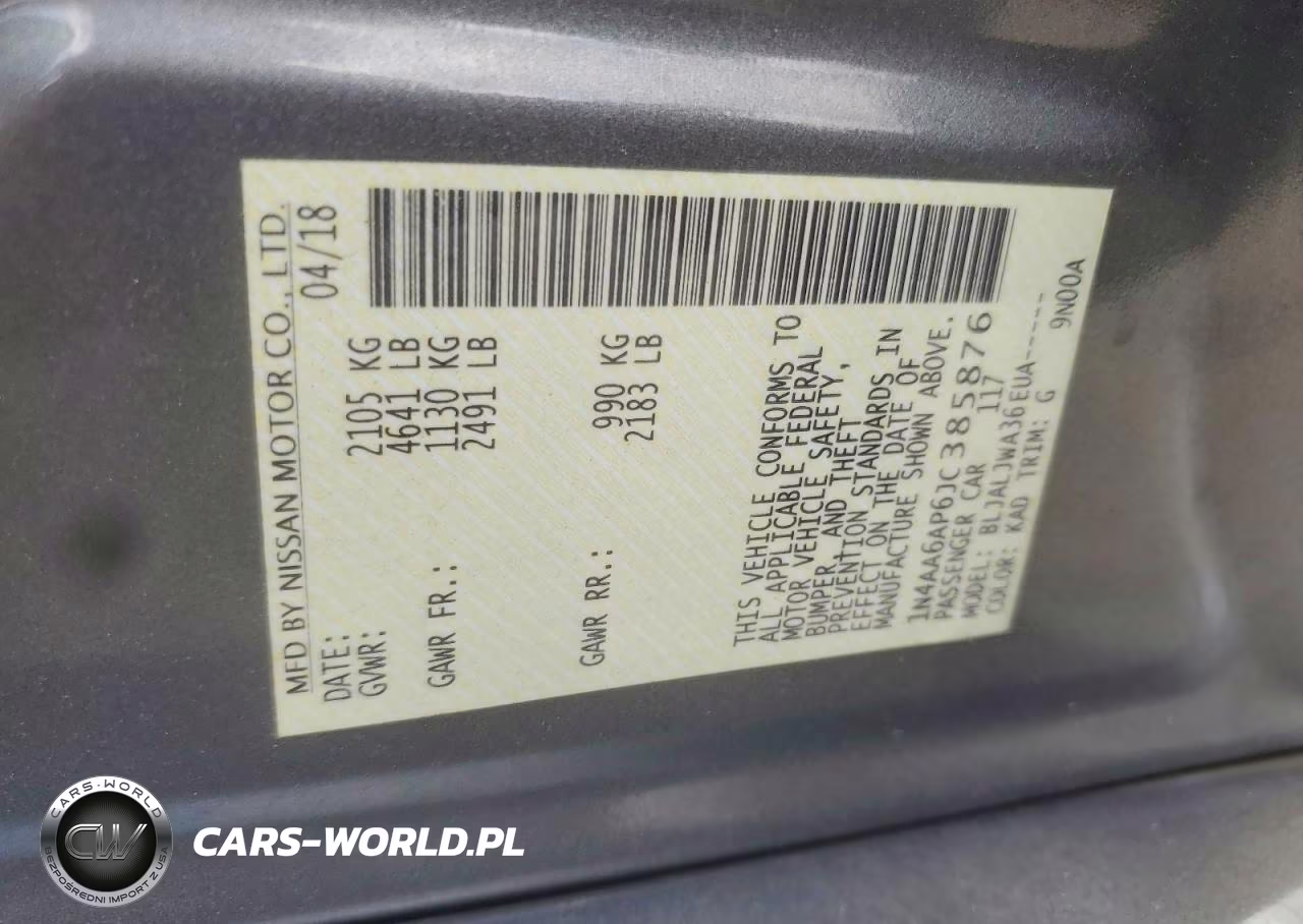 2018 Nissan Maxima 3.5 Sv VIN:1N4AA6AP6JC385876 - 12
