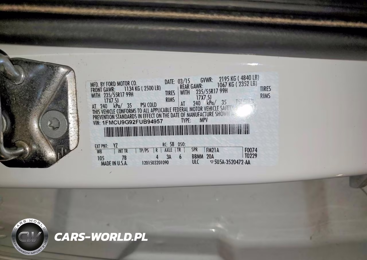 2015 Ford Escape Se VIN:1FMCU9G92FUB94957 - 13