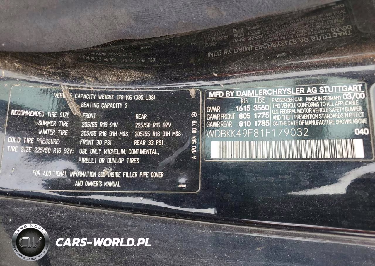2001 Mercedes-Benz Slk 230 Kompressor VIN:WDBKK49F81F179032 - 12