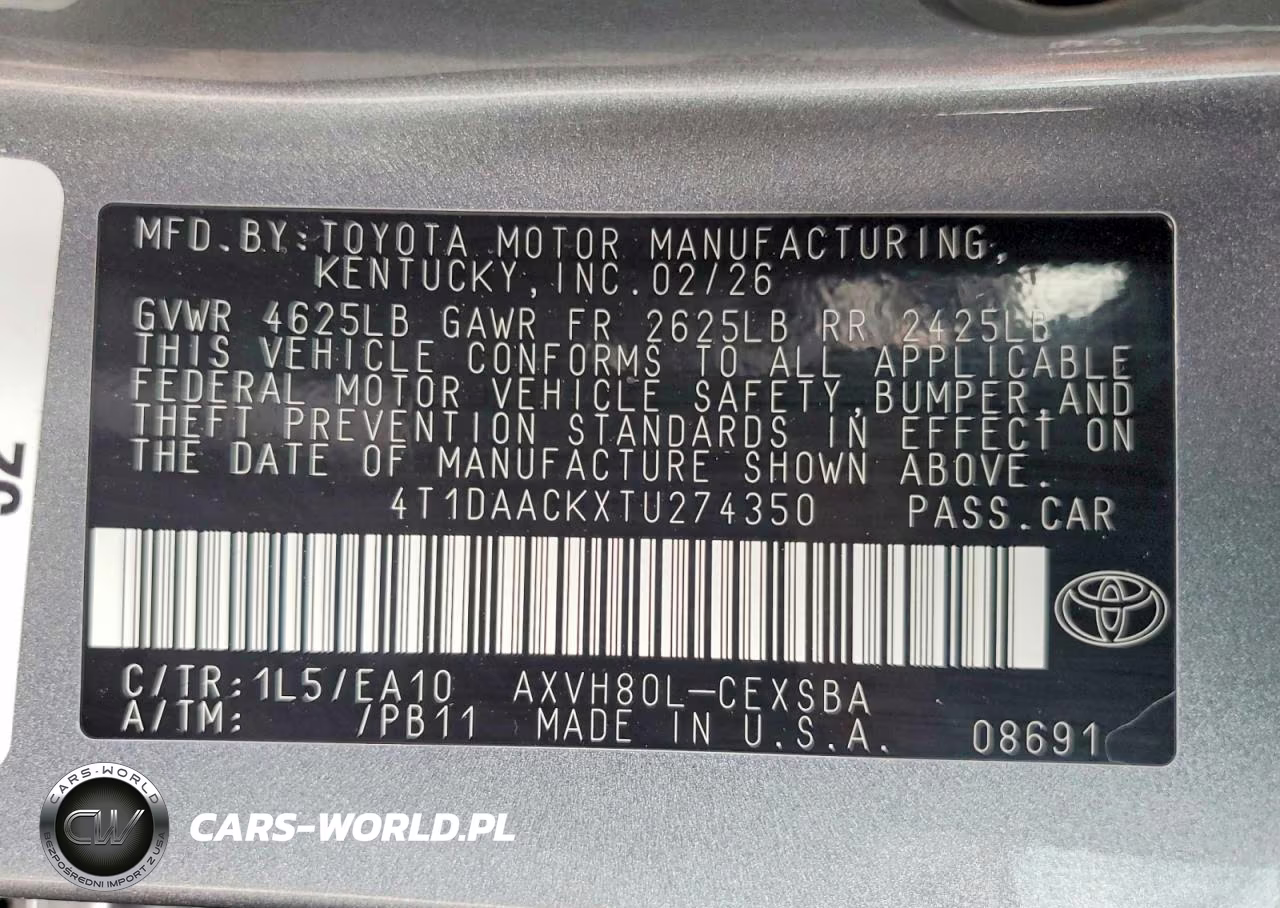 2026 Toyota Camry Se VIN:4T1DAACKXTU274350 - 12