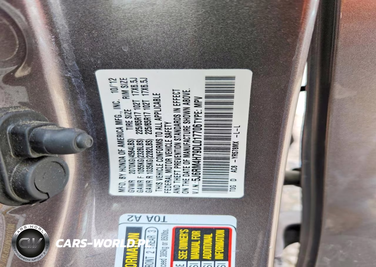 2013 Honda Cr-V Exl VIN:5J6RM4H79DL017706 - 12