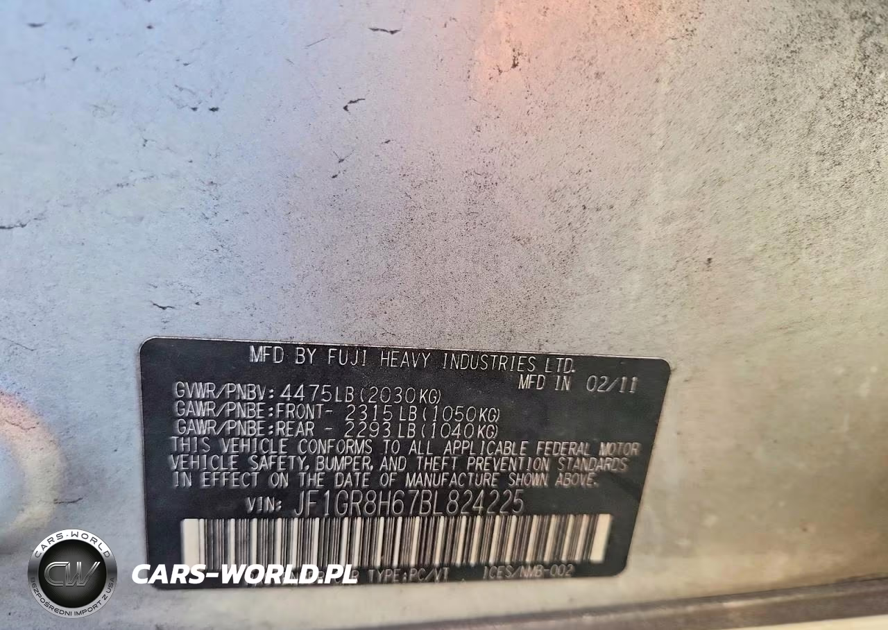 2011 Subaru Impreza Wrx Sti VIN:JF1GR8H67BL824225 - 12