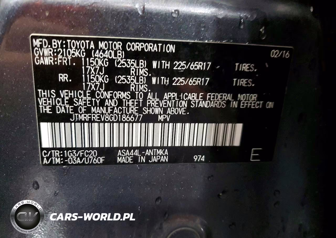 2016 Toyota Rav4 Xle VIN:JTMRFREV8GD186677 - 12