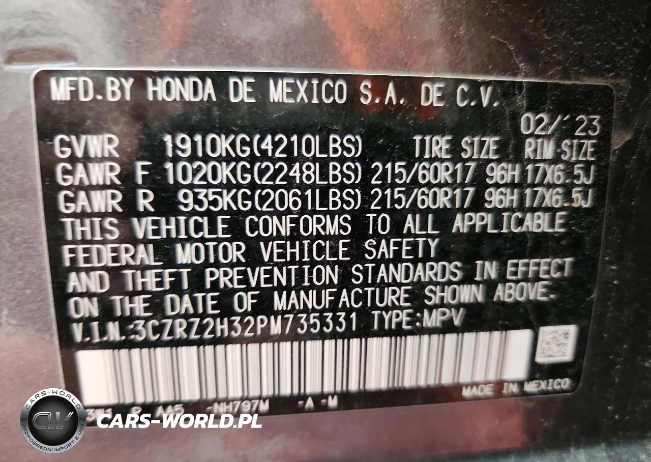 2023 Honda Hr-V Lx VIN:3CZRZ2H32PM735331 - 12
