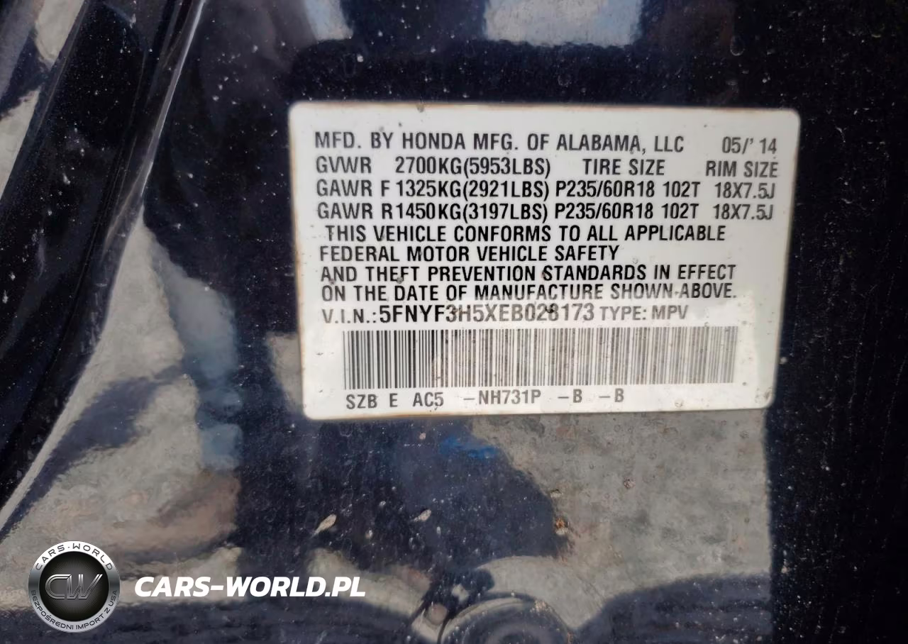 2014 Honda Pilot Exl VIN:5FNYF3H5XEB028173 - 13