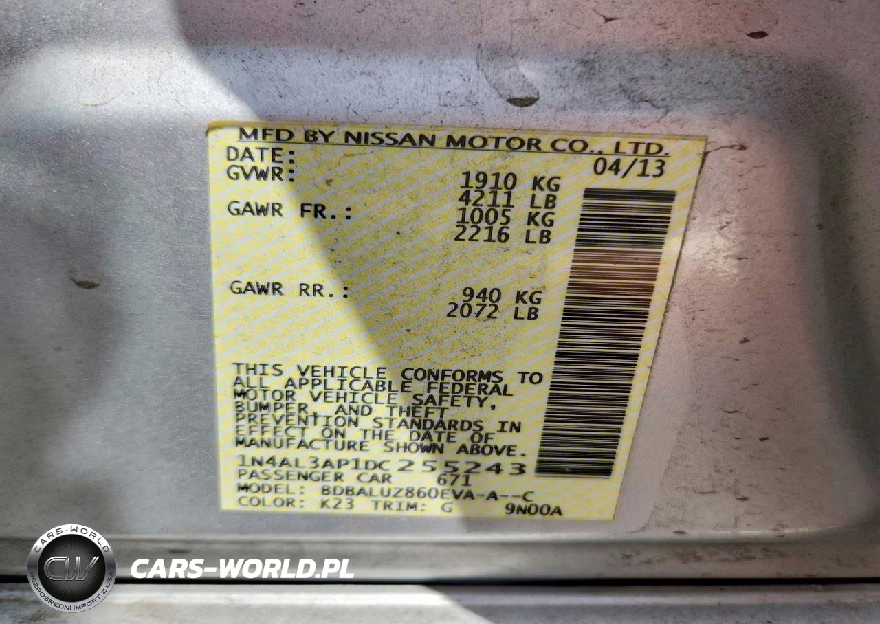 2013 Nissan Altima 2.5 Sv VIN:1N4AL3AP1DC255243 - 12