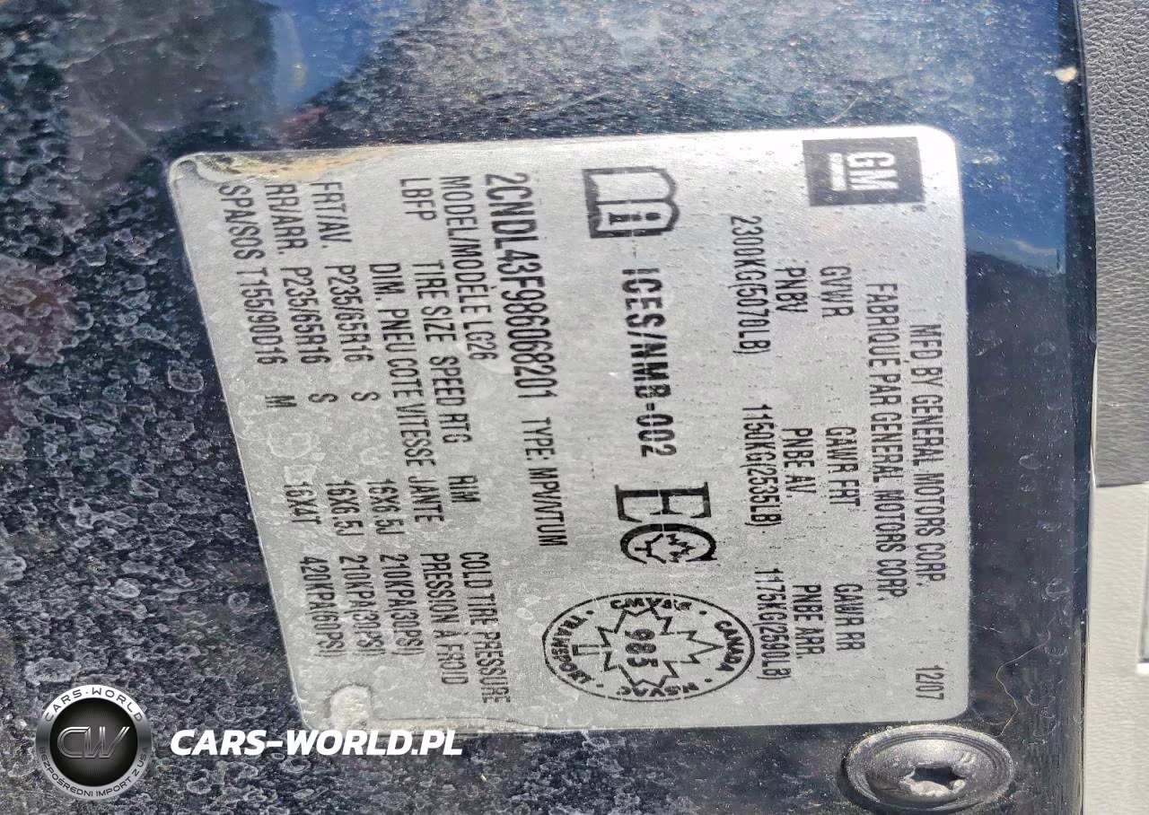 2008 Chevrolet Equinox Lt VIN:2CNDL43F986068201 - 13
