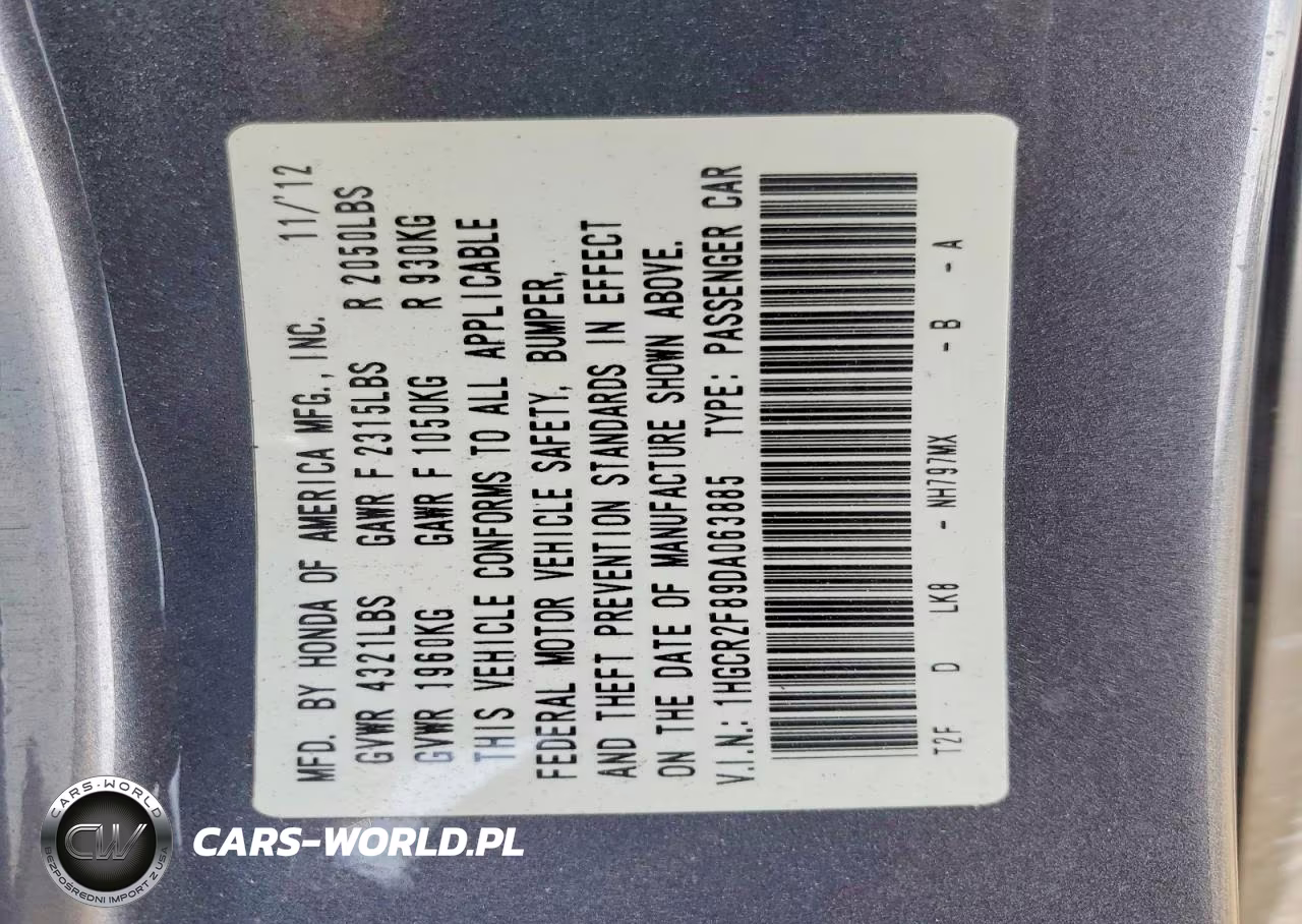 2013 Honda Accord Exl VIN:1HGCR2F89DA063885 - 12