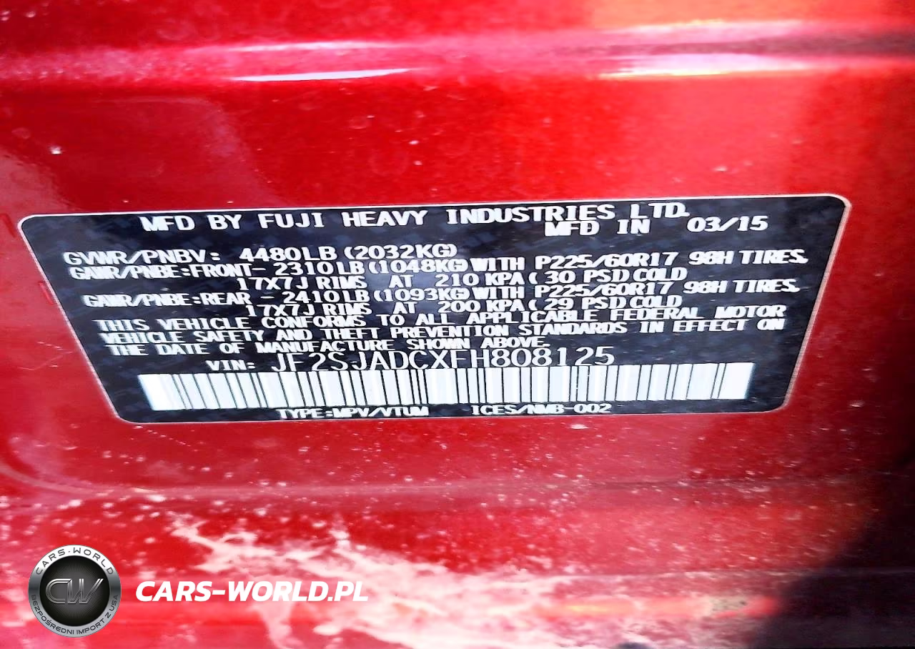 2015 Subaru Forester 2.5I Premium VIN:JF2SJADCXFH808125 - 12