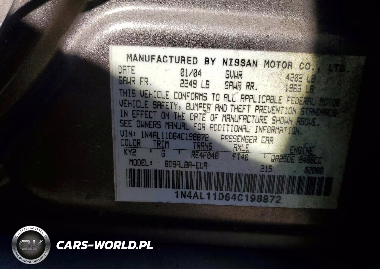 2004 Nissan Altima Base VIN:1N4AL11D64C198872 - 23