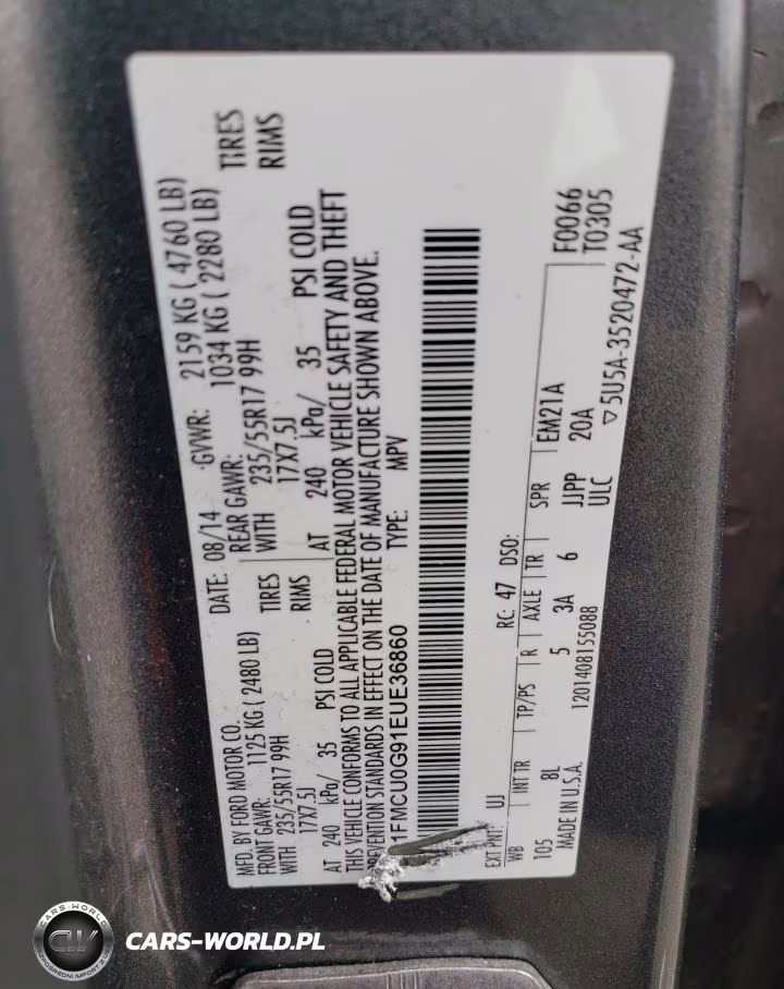 2014 Ford Escape Se VIN:1FMCU0G91EUE36860 - 12
