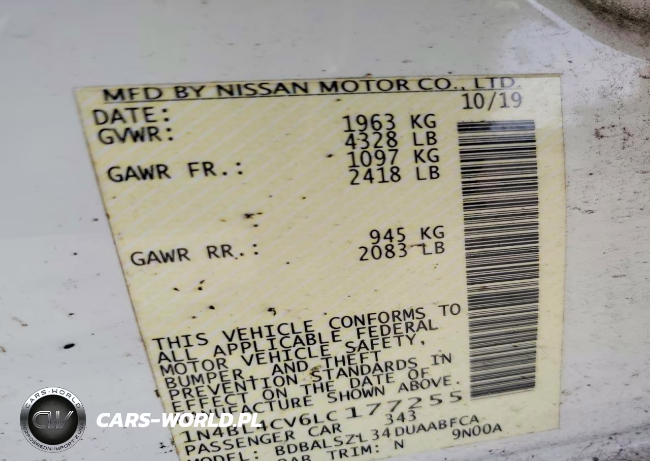 2020 Nissan Altima Sr VIN:1N4BL4CV6LC177255 - 12