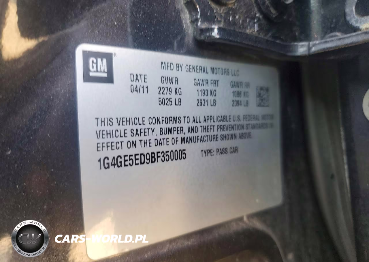 2011 Buick Lacrosse Cxs VIN:1G4GE5ED9BF350005 - 12