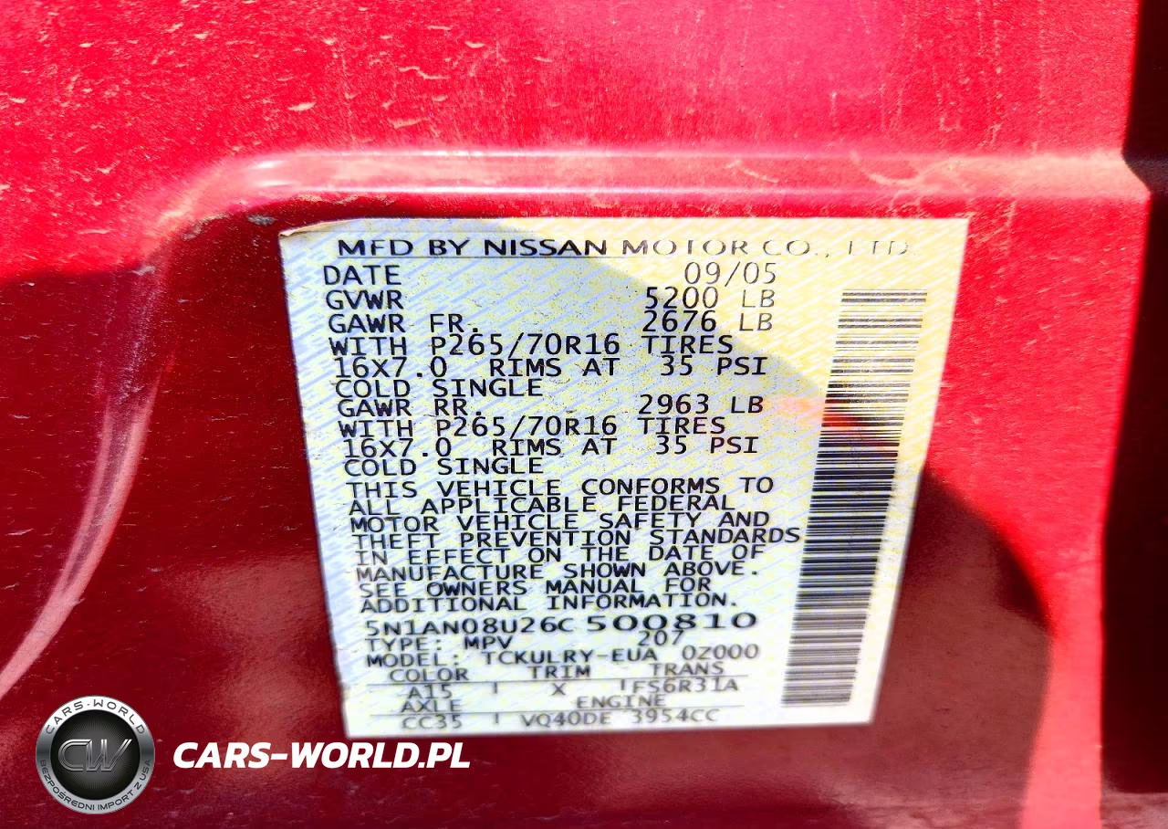 2006 Nissan Xterra X VIN:5N1AN08U26C500810 - 12