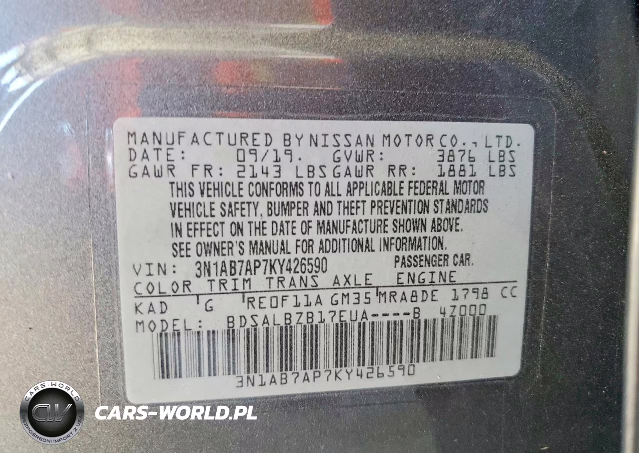 2019 Nissan Sentra S VIN:3N1AB7AP7KY426590 - 12
