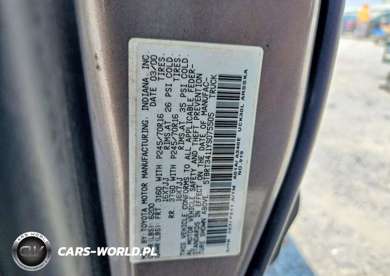 2000 Toyota Tundra Sr5 VIN:5TBRT3411YS075505 - 12