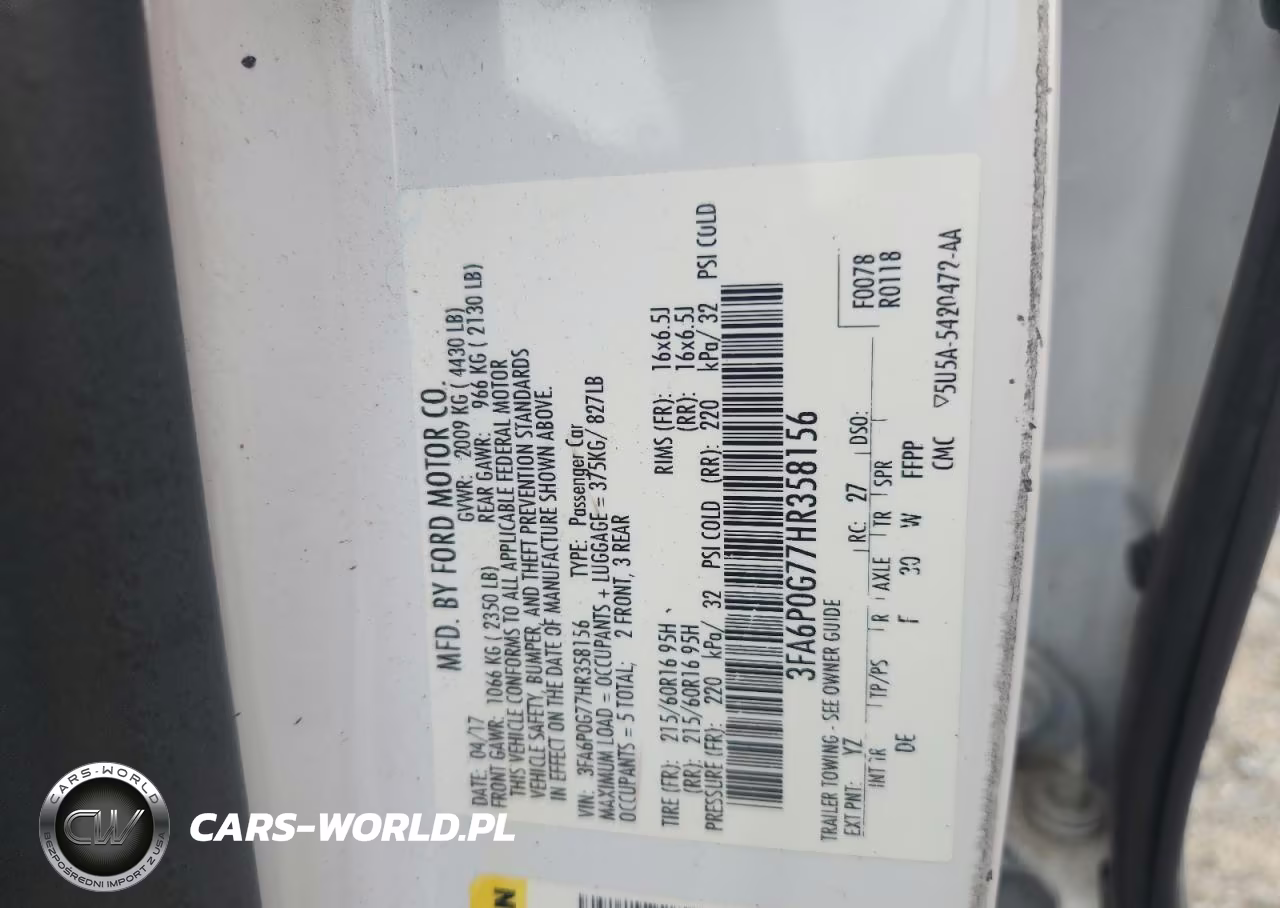 2017 Ford Fusion S VIN:3FA6P0G77HR358156 - 12