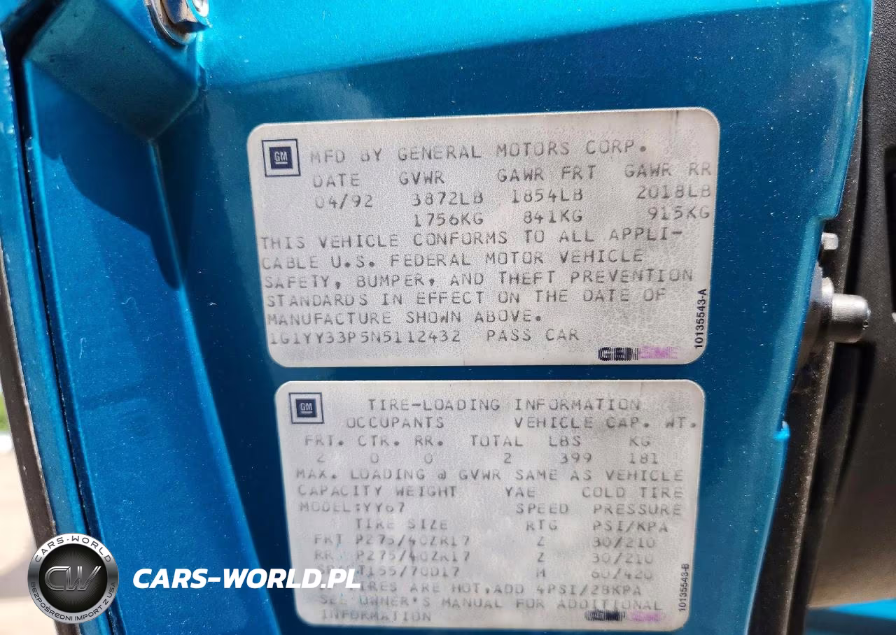 1992 Chevrolet Corvette VIN:1G1YY33P5N5112432 - 12