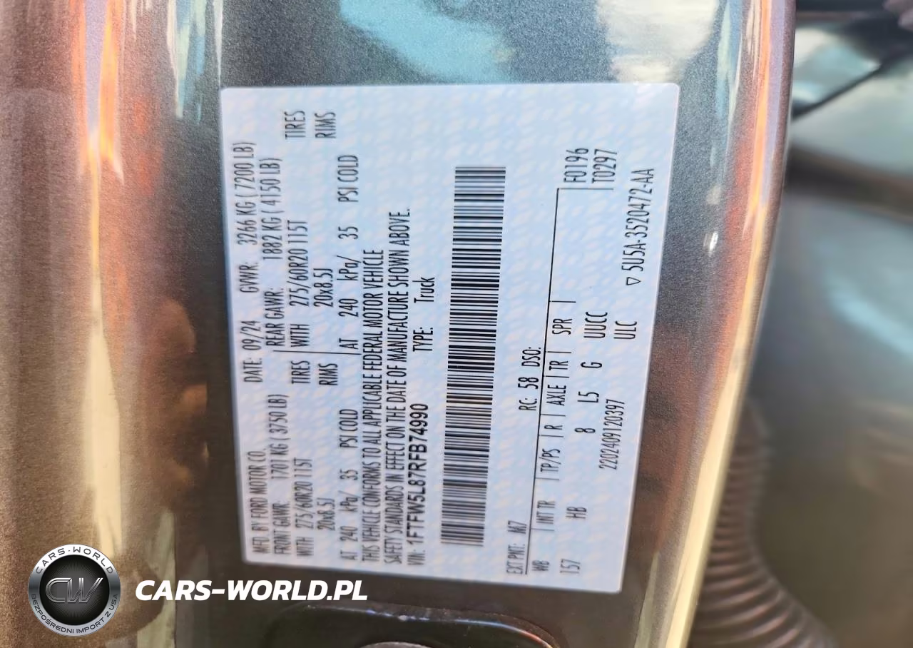 2024 Ford F150 Lariat VIN:1FTFW5L87RFB74990 - 12