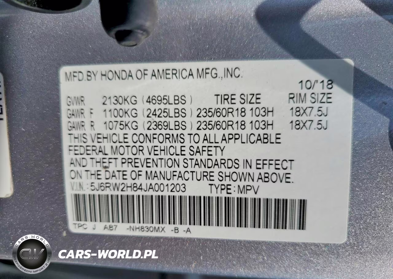 2018 Honda Cr-V Exl VIN:5J6RW2H84JA001203 - 13