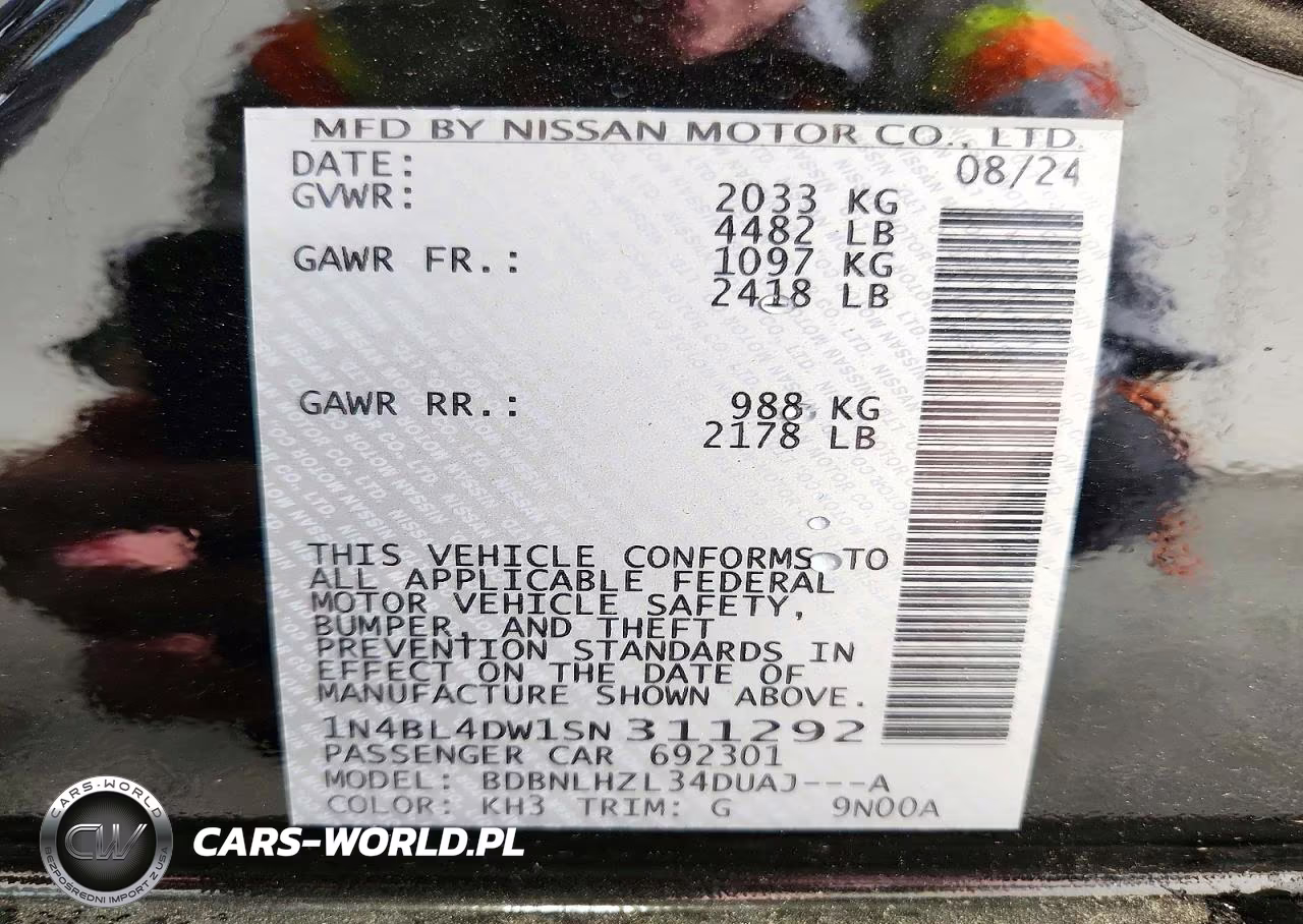 2025 Nissan Altima Sv VIN:1N4BL4DW1SN311292 - 13